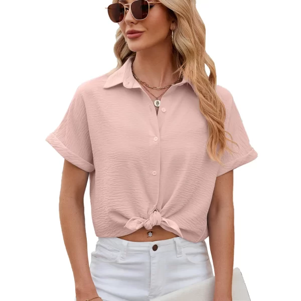 Camisas feminina,  vintage extragrandes, camisas soltas casuais, monocromáticas, tops jovens elegantes, moda feminina, verão. - Image 10