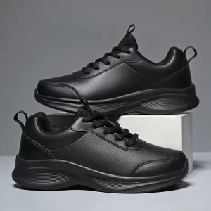 Tênis de couro PU unissex, sapatos antiderrapantes, calçados casuais, tênis, outono, novo.