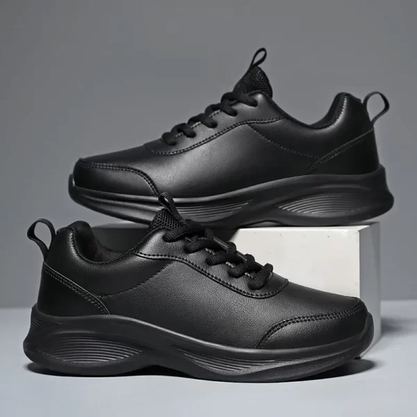 Tênis de couro PU unissex, sapatos antiderrapantes, calçados casuais, tênis, outono, novo.