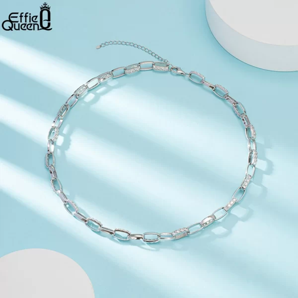 Colar de corrente cubana unissex, Effie Queen 14K Banhado A Ouro Italiano 3.0mm Punk, Moda Cubic Zirconia Gargantilha Cadeia Jóias SN312 - Image 6