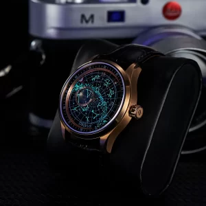Relógio de pulso mecânico automático masculino, OBLVLO- marca top, impermeável, pulseira de couro, luminoso, estrela da terra, GC