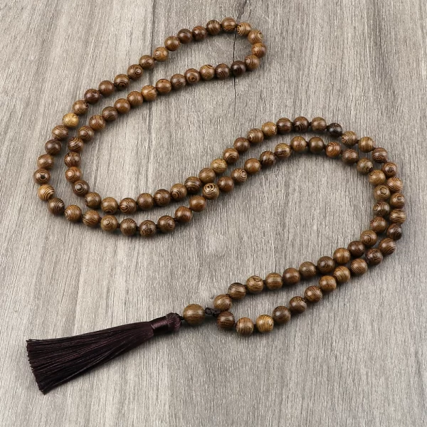 Colar de miçangas Mala vintage unissex, contas de madeira originais, colares Tassel, ioga meditação, jóias budistas, 6mm, 8mm, 10mm, 108