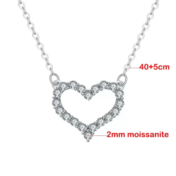 Colar feminino, TFGLBU-Plated Moissanite, Teste Passe Coração Pingente, S925 Sterling Silver, Presente de Aniversário, Pt950, 1 Pc - Image 2