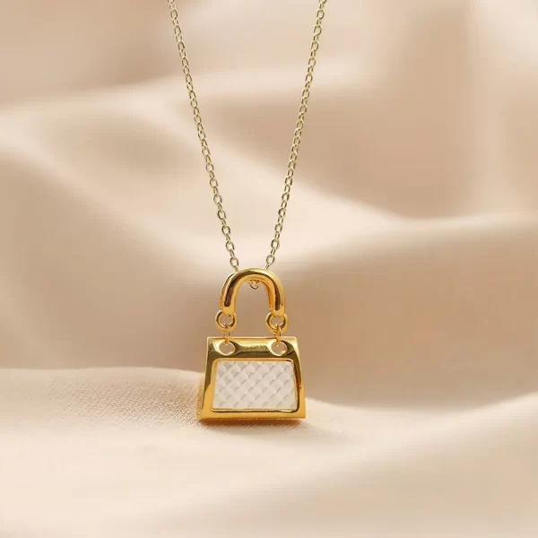 Colar feminino, Fritillaria White Shell, Real Ouro 18K, em forma de bolsa, Elegante, Clássico, Romântico, Joalheria Fina, Fofa, AU750 - Image 2