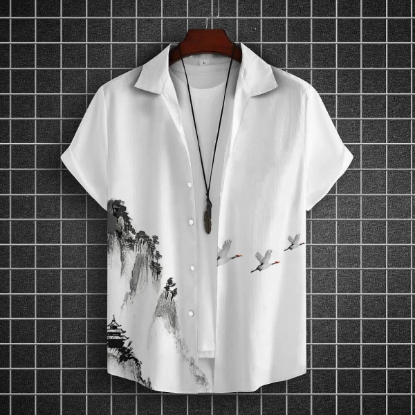 Camisas masculina, havaiana de grandes dimensões, simples, estampada em 3D, casual, top retrô, roupa solta, manga curta, conforto, moda verão - Image 29