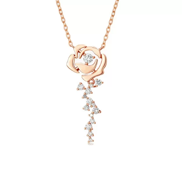 Colar feminino, D Moissanite Rose Gold Colar com Flor Rosa, Joalheria Fina Presentes, 925 Sterling Silver, Presentes Especiais - Image 9