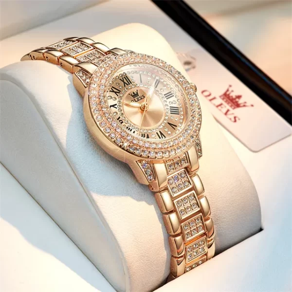 Relógio de pulso, quartzo impermeável, feminino, OLEVS, em aço inoxidável, relógio elegante, diamante original, relógios de luxo, moda - Image 8