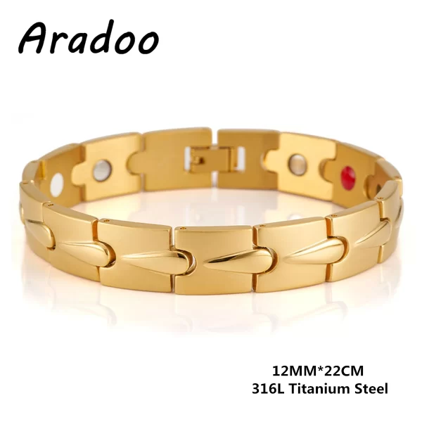 Pulseira/Bracelete, masculino, magnético do emagrecimento do aço Titanium, braceletes anti-radiação da terapia. - Image 22