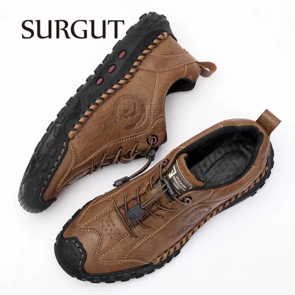Sapatos masculino de couro, Surgut-sapatos casuais, feitos à mão, respiráveis, macios, bons para o trabalho - Image 3
