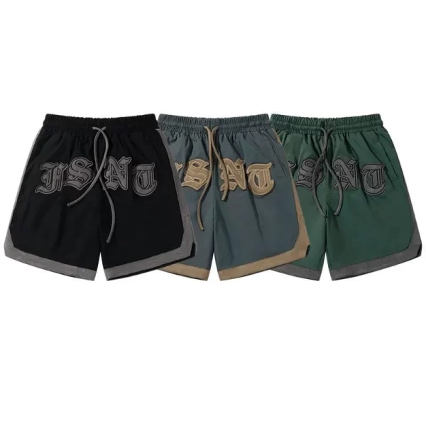 Shorts masculino, vintage americano high street gótico carta bordado, verão solto rua esportes capris - Image 3