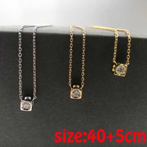Colar feminino, Le Cube Diamant Colar, Solitaire Francês Pedra, Pingente De Moda, Prata Van Jóias. - Image 2