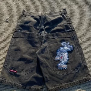 Shorts jeans unissex INCO, com padrão tigre branco, shorts soltos Y2K, neogótico, basquete harajuku, hip hop, verão