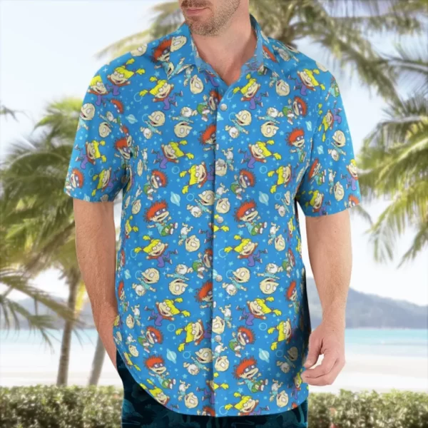 Camisas masculina casual floral havaiana cartoon,  de manga curta 3D de grandes dimensões para praia, moda, verão - Image 13