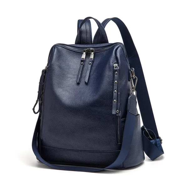 Mochila de couro de grande capacidade feminina, moda versátil, bolsa de viagem lazer, mochila maré, nova. - Image 4