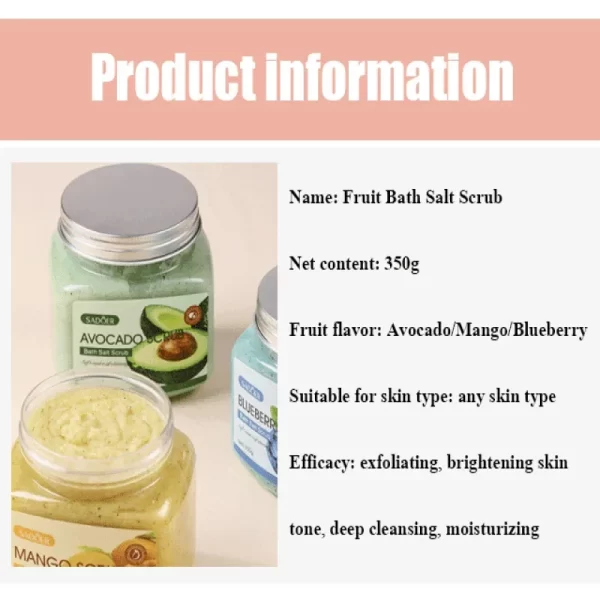 Esfoliação De Sal De Banho De Frutas Para Esfoliação, Limpeza De Poros E Cuidados Com O Corpo, Iluminar Apertar Hidratar, Reparar Hidratante, Acalmar Suavizar - Image 6