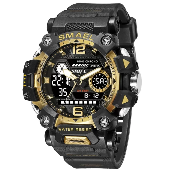 Relógio de pulso masculino, desportivo, impermeável, SMAEL, ecrã duplo, quartzo, LED, militar, digital, 50m, 8072 - Image 7
