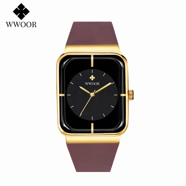 Relógio com pulseira de silicone, masculino WWOOR-impermeável, relógio de pulso quadrado simples, moda, tendência, original - Image 12