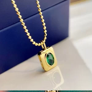 Colar feminino, Wpb s925 prata esterlina retângulo,  esmeralda pingentes jóias, clavícula corrente de festa