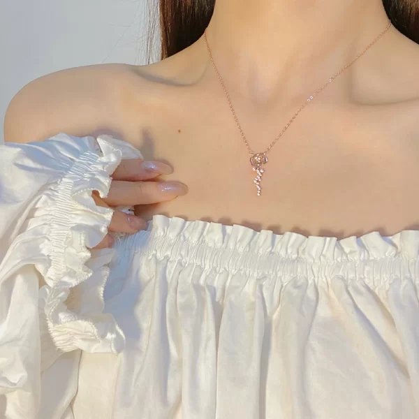 Colar feminino, D Moissanite Rose Gold Colar com Flor Rosa, Joalheria Fina Presentes, 925 Sterling Silver, Presentes Especiais - Image 5
