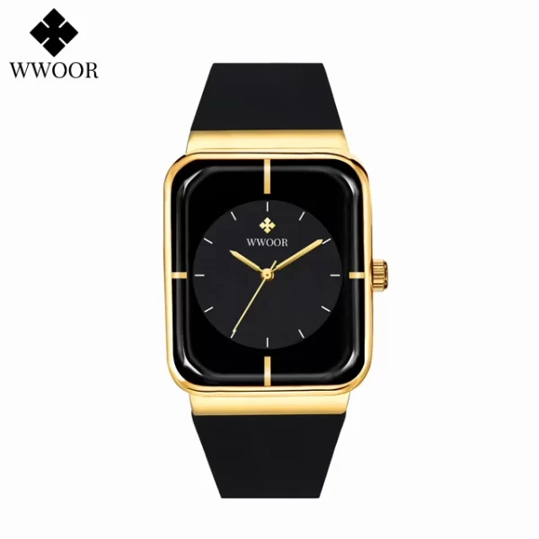 Relógio com pulseira de silicone, masculino WWOOR-impermeável, relógio de pulso quadrado simples, moda, tendência, original - Image 7