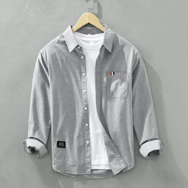 Camisas casuais clássicas masculinas, algodão puro, finas, gola virada para baixo, nova, outono, C6677 - Image 8