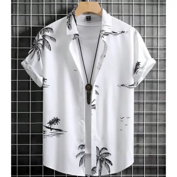 Camisas masculina, havaiana de grandes dimensões, simples, estampada em 3D, casual, top retrô, roupa solta, manga curta, conforto, moda verão - Image 27