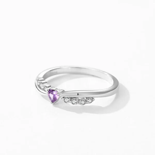 Anel feminino, Ailmay-Romântico Coração Roxo Brilhante CZ, Real 925 Sterling Silver, Jóias Finas na Moda, Presente de Aniversário. - Image 4