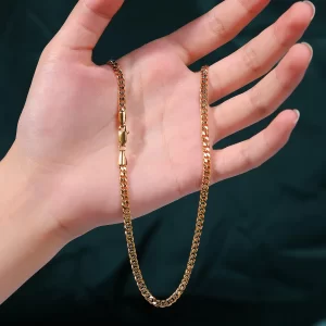 Colar de aço inoxidável unissex, Vonmoos, 14K Banhado A Ouro Jóias Pescoço Cadeia, Casal Colar Moda Estética.