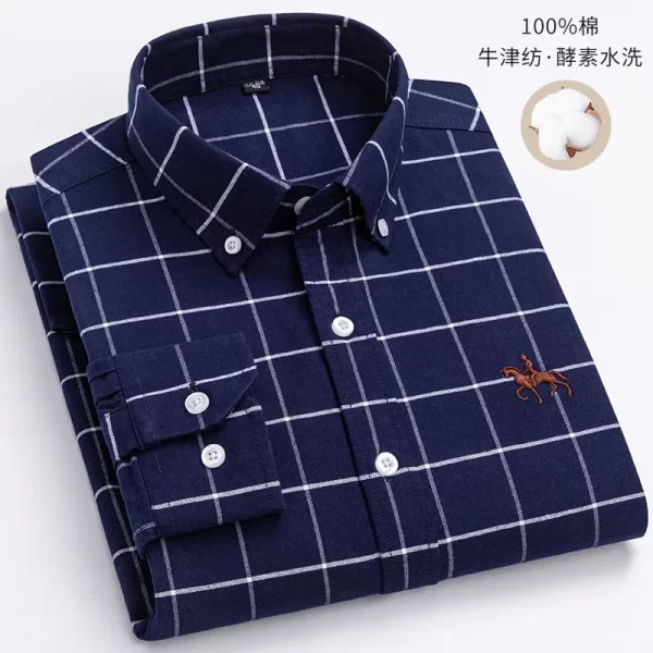 Camisas masculina formal slim fit, plus size, camisas de manga comprida para escritório, roupas, 100% algodão, novo - Image 17