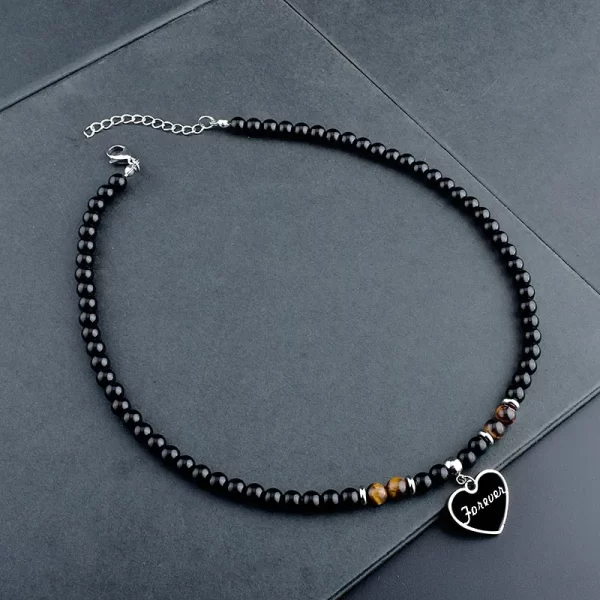 Colar masculino, aço inoxidável Tiger Eye Black Crystal Colar Pingente, Pedra Natural Strand, Frisado Jóias, Personalidade Moda - Image 7