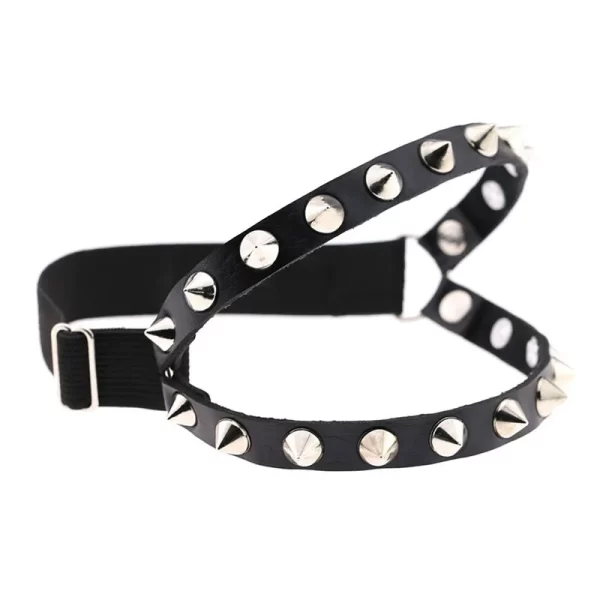 Pulseira de couro masculina espinho de rebite, de couro punk gótico rock unissex com três fileiras - Image 19