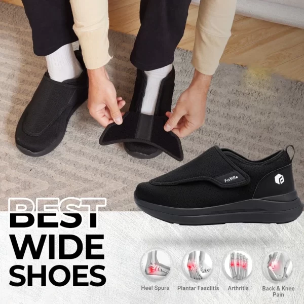 Sapato diabéticos extra largo, masculino, Fitboutique-Sapatos, para ortopedia, pés largos, inchados, sapatos de caminhada ajustáveis, alívio das dores dos pés idosos