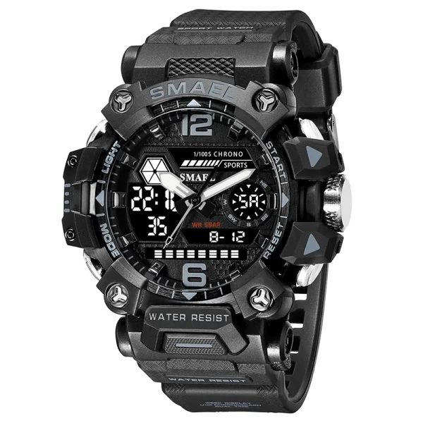 Relógio de pulso masculino, desportivo, impermeável, SMAEL, ecrã duplo, quartzo, LED, militar, digital, 50m, 8072 - Image 15