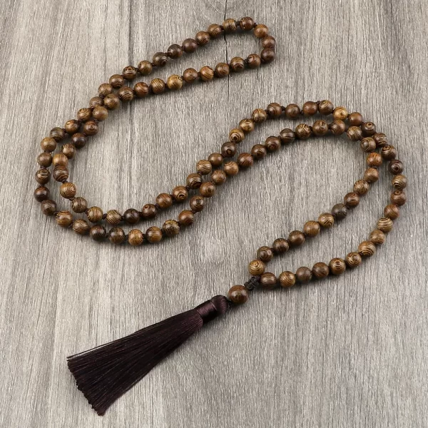 Colar de miçangas Mala vintage unissex, contas de madeira originais, colares Tassel, ioga meditação, jóias budistas, 6mm, 8mm, 10mm, 108 - Image 8