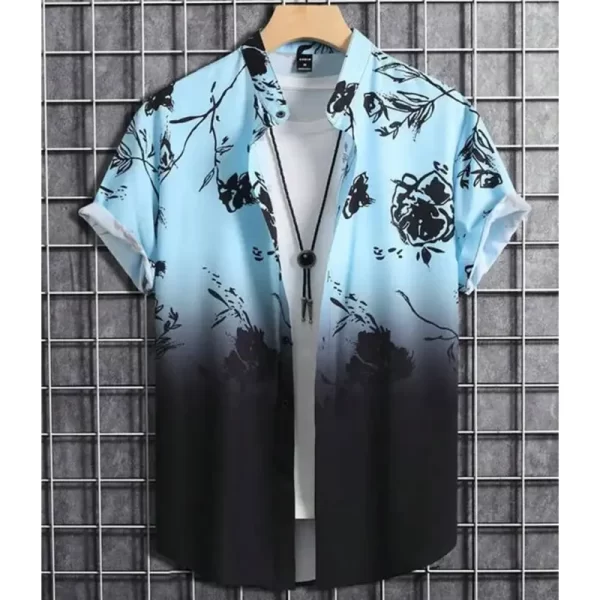 Camisas masculina, havaiana de grandes dimensões, simples, estampada em 3D, casual, top retrô, roupa solta, manga curta, conforto, moda verão - Image 18