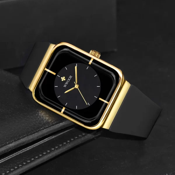 Relógio com pulseira de silicone, masculino WWOOR-impermeável, relógio de pulso quadrado simples, moda, tendência, original - Image 6