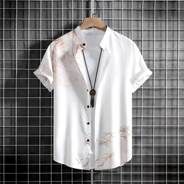 Camisas masculina, havaiana de grandes dimensões, simples, estampada em 3D, casual, top retrô, roupa solta, manga curta, conforto, moda verão - Image 26