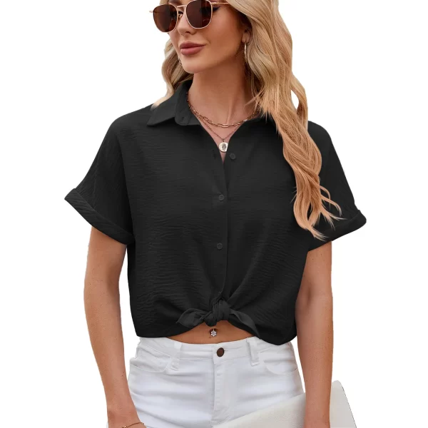 Camisas feminina,  vintage extragrandes, camisas soltas casuais, monocromáticas, tops jovens elegantes, moda feminina, verão. - Image 11