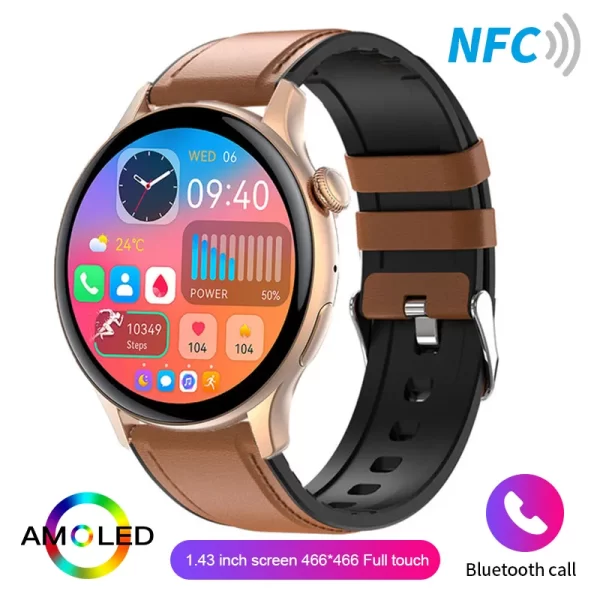 Relógio de pulso feminino, HYTRON-impermeável esportes relógio inteligente, sempre exibe o tempo, chamada Bluetooth, IP68, AMOLED, 1,43 "tela HD, 466x466 - Image 14