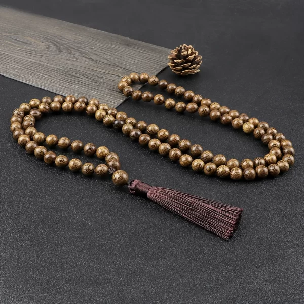 Colar de miçangas Mala vintage unissex, contas de madeira originais, colares Tassel, ioga meditação, jóias budistas, 6mm, 8mm, 10mm, 108 - Image 5