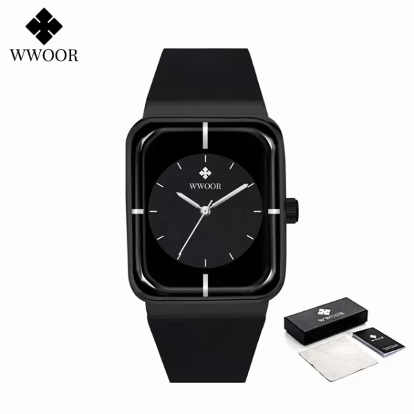 Relógio com pulseira de silicone, masculino WWOOR-impermeável, relógio de pulso quadrado simples, moda, tendência, original - Image 14