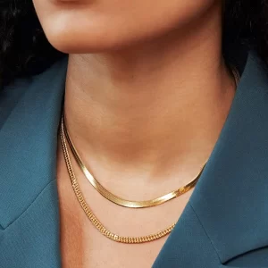 Colar/gargantilha feminino, Vonmoos 14K Banhado A Ouro Jóias New Neck Chain, Estética Snake, Acessórios Brilhantes.