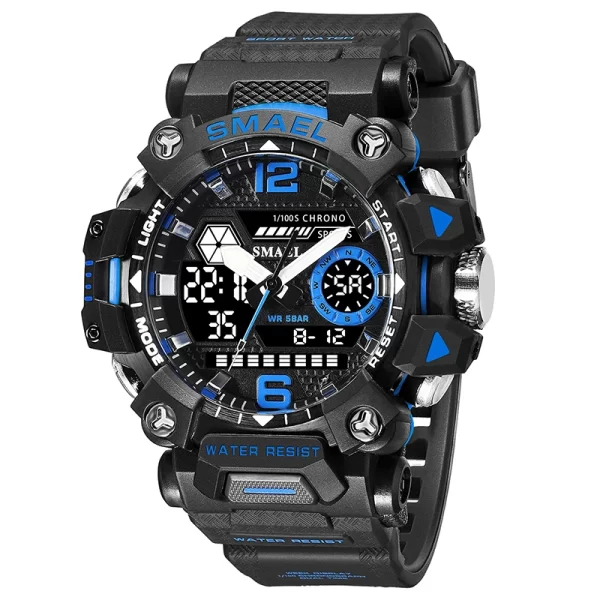 Relógio de pulso masculino, desportivo, impermeável, SMAEL, ecrã duplo, quartzo, LED, militar, digital, 50m, 8072 - Image 14