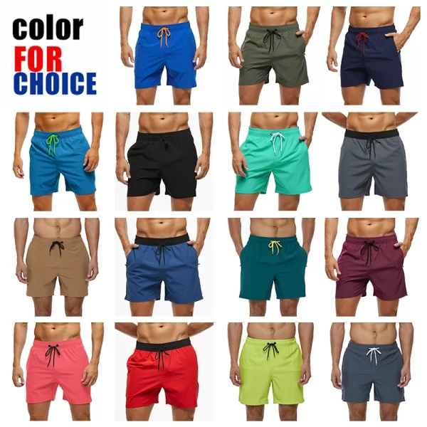 Shorts de praia masculino, Escatch Brand Men's Stretch Swim Trunks Quick Dry Beach Shorts With Zipper Pockets and Mesh Lining - Image 5