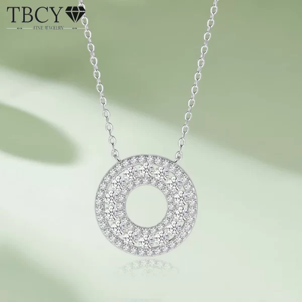 Colar pingente feminino, TBCYD-Duplo Círculo Moissanite, S925 Corrente Pescoço de Prata, Jóias de Luxo Presente, Cor D, Certificado GRA, 1.4CT