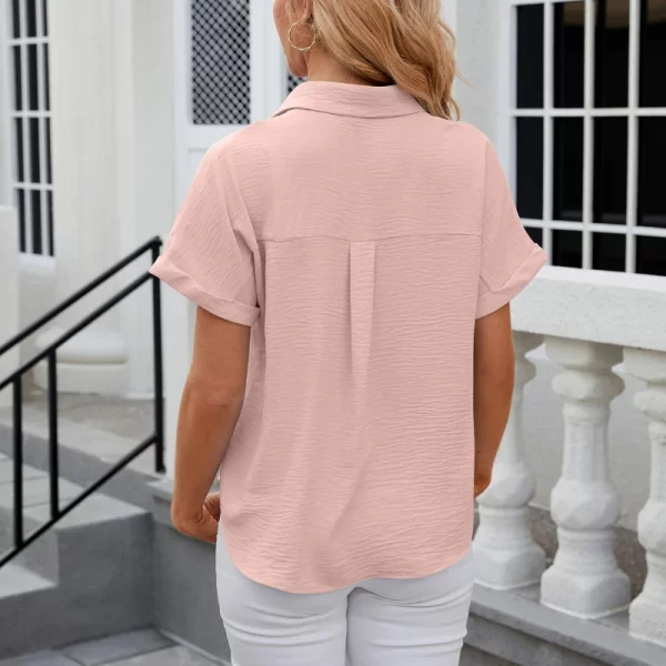 Camisas feminina,  vintage extragrandes, camisas soltas casuais, monocromáticas, tops jovens elegantes, moda feminina, verão. - Image 6