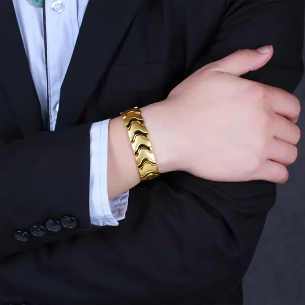 Pulseira/Bracelete, masculino, magnético do emagrecimento do aço Titanium, braceletes anti-radiação da terapia. - Image 4