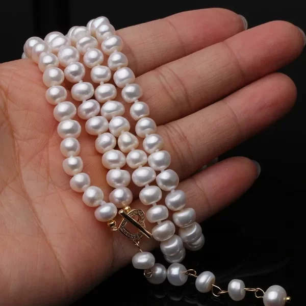 Colar femiino de pérolas longas naturais, pingente de pérola branca, casamento, esposa, mãe, presente de aniversário - Image 4