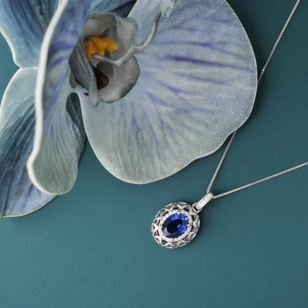 Colar feminino, 925 Colar de Prata Esterlina, Forma Oval, Criado Pingente Safira, Sem Corrente, Diário Jóias, 1.75ct. - Image 6