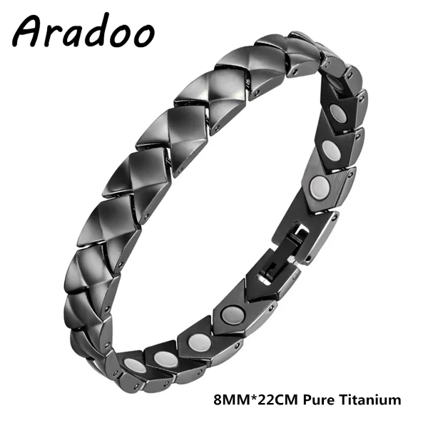 Pulseira/Bracelete, masculino, magnético do emagrecimento do aço Titanium, braceletes anti-radiação da terapia. - Image 19